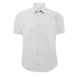 Russell Collection Mens Short Sleeve Easy Care Fitted Shirt / White